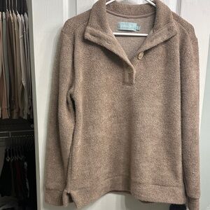 The Southern Shirt Company Women's Cowl Neck Sweater in Taupe